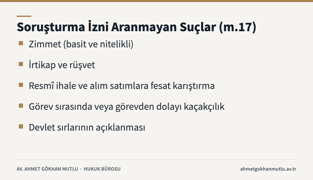 3628 sayılı Kanun m.17 uyarınca 4483 sayılı Kanunun uygulanmadığı yolsuzluk suçları