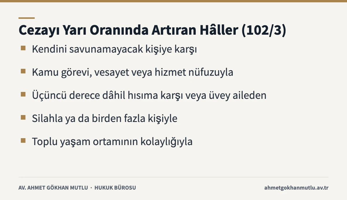 Cinsel saldırı cezasını artıran nitelikli hâller TCK 102/3