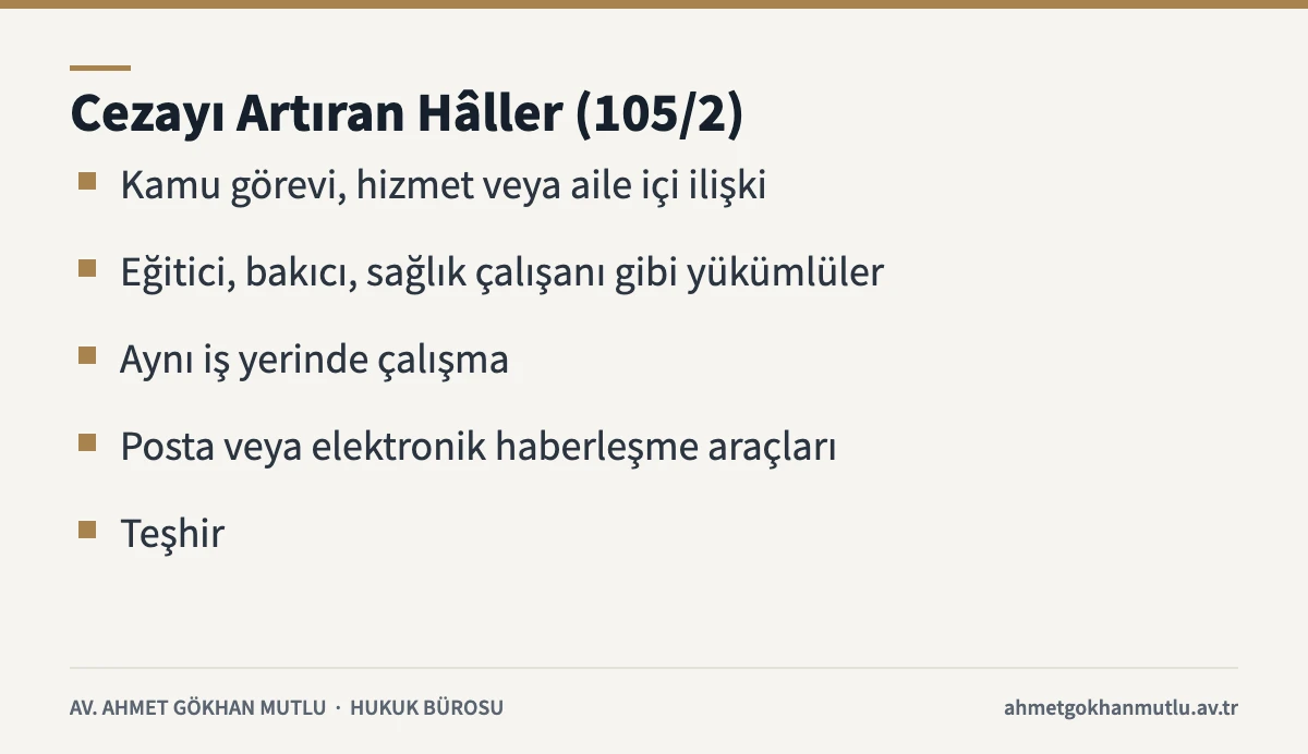 Cinsel taciz suçunda cezayı yarı oranında artıran nitelikli hâller