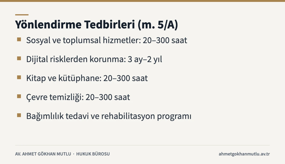 Çocuk koruma kanunu 5/A maddesindeki yönlendirme tedbirleri