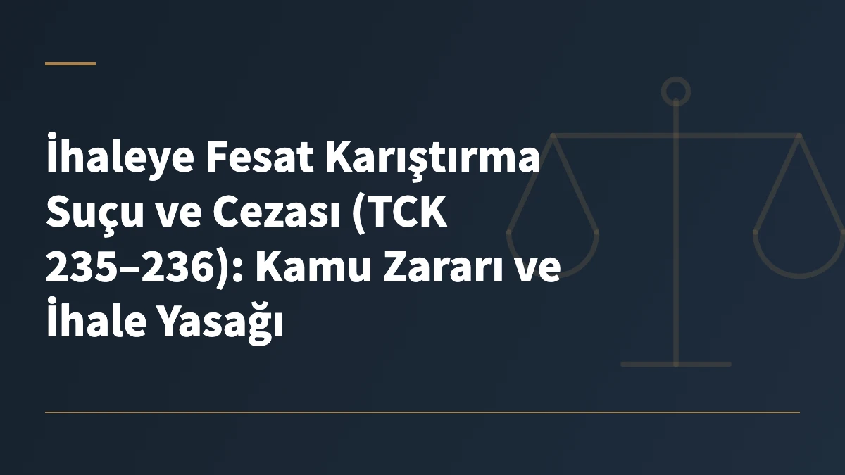 İhaleye Fesat Karıştırma Suçu ve Cezası (TCK 235–236): Kamu Zararı ve İhale Yasağı
