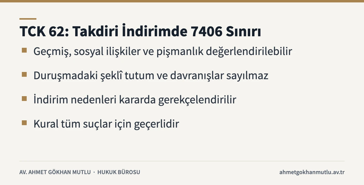 Kadına karşı kasten öldürme dosyalarında takdiri indirim sınırlarını gösteren TCK 62 kartı