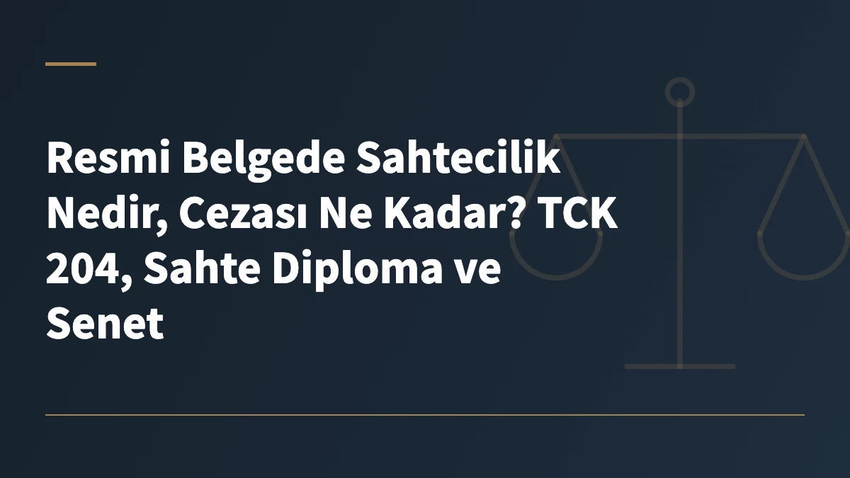 Resmi Belgede Sahtecilik Nedir, Cezası Ne Kadar? TCK 204, Sahte Diploma ve Senet