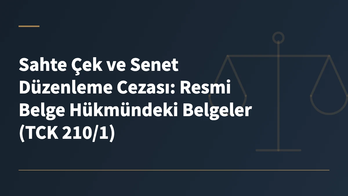 Sahte Çek ve Senet Düzenleme Cezası: Resmi Belge Hükmündeki Belgeler (TCK 210/1)