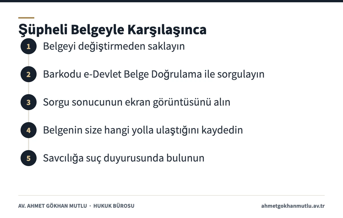 Sahte e-Devlet belgesi şüphesinde barkod doğrulama ve delil saklama adımları
