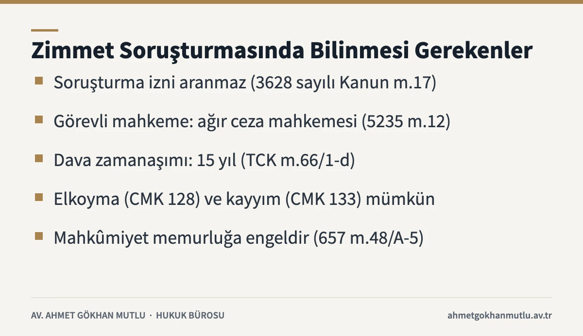 Zimmet suçu soruşturma ve yargılama sürecinde önemli noktalar