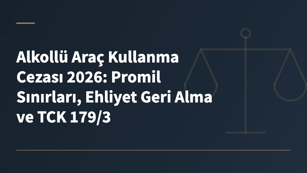 Alkollü Araç Kullanma Cezası 2026: Promil Sınırları, Ehliyet Geri Alma ve TCK 179/3