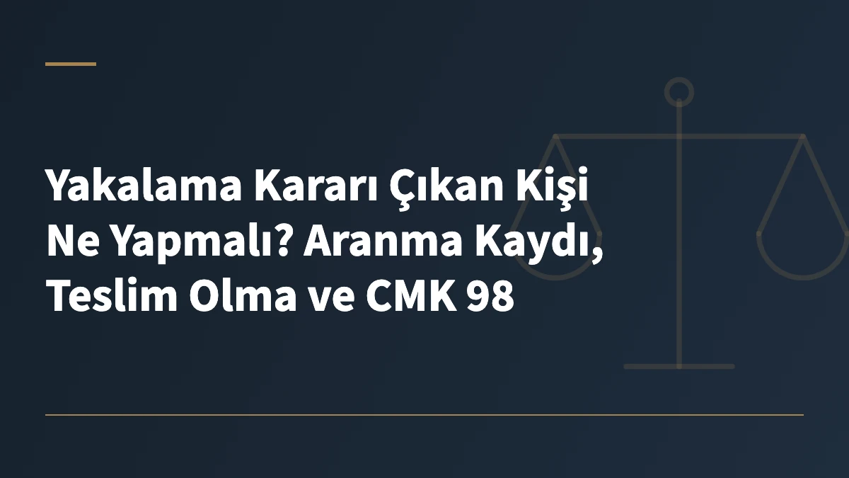 Yakalama Kararı Çıkan Kişi Ne Yapmalı? Aranma Kaydı, Teslim Olma ve CMK 98